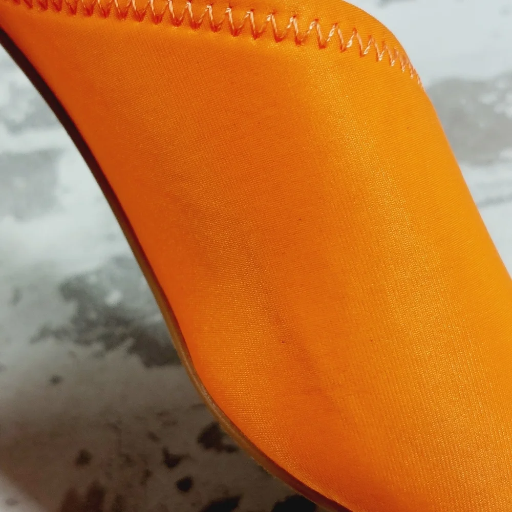 NEW Candice Orange Summer Slip On Block Heel Sandals H1035